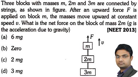 Three <strong>blocks</strong> with <strong>masses</strong> of mA = 2. . A block of mass m and a block of mass 3m are connected by a string